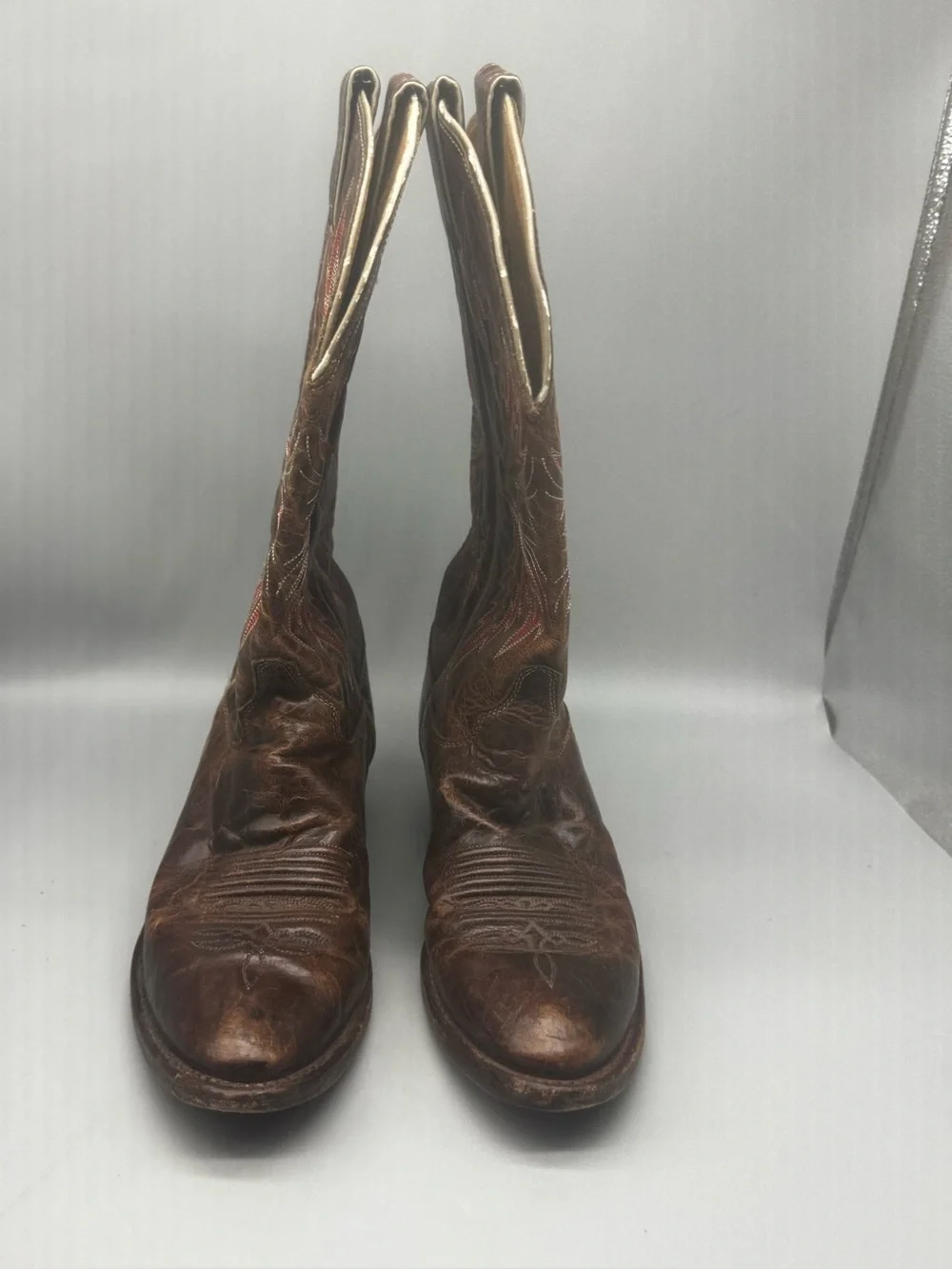 Justin Made in USA Mens UJ251 Western Cowboy Leather Brown Boots Size 8EE